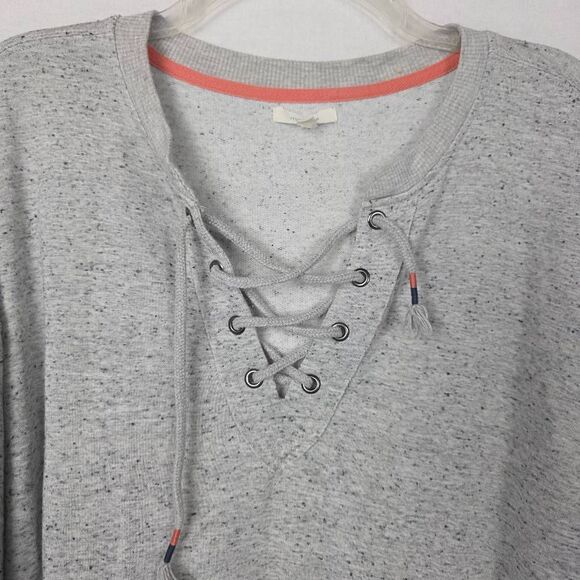 Maurices Gray Speckled Lace Up Pullover Sweater L - Picture 2 of 8